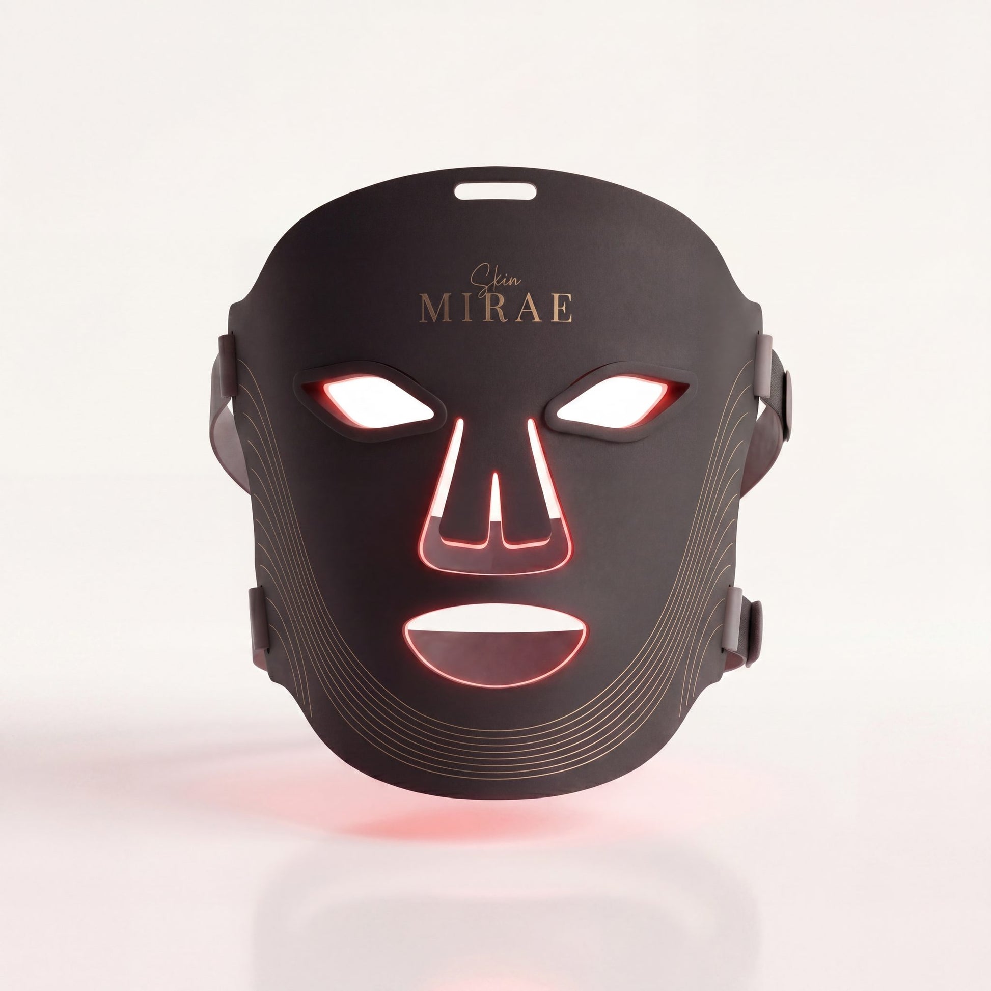 SkinMirae LED face mask UAE - front view showing red light therapy mode, CE certified skincare device
